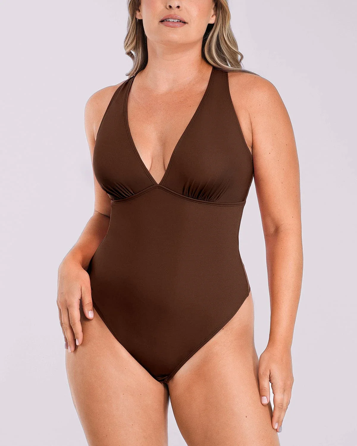 Bare Essentials™ AirSlim® Deep V-Neck Cross Back Thong Bodysuit - Image 21