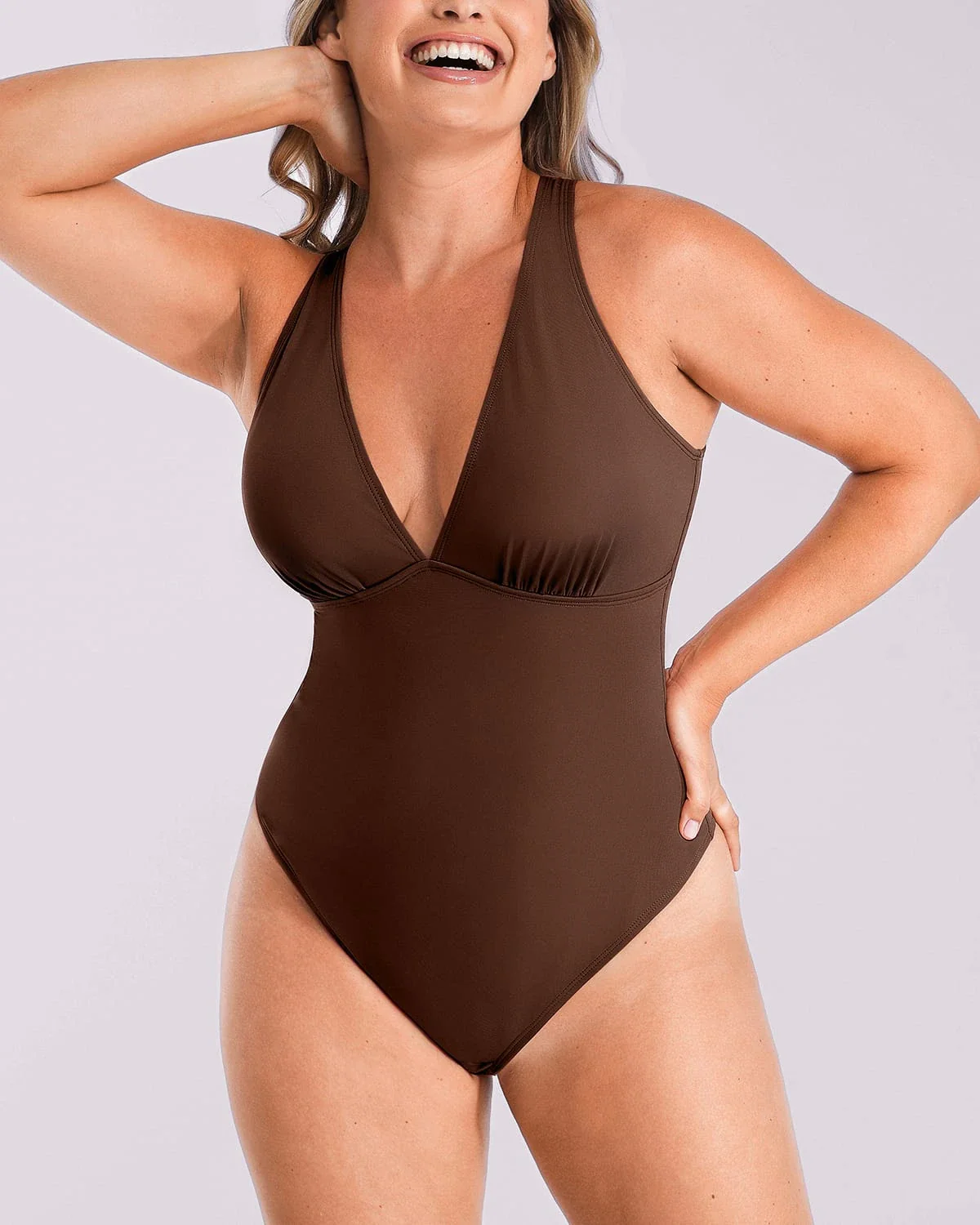 Bare Essentials™ AirSlim® Deep V-Neck Cross Back Thong Bodysuit - Image 22