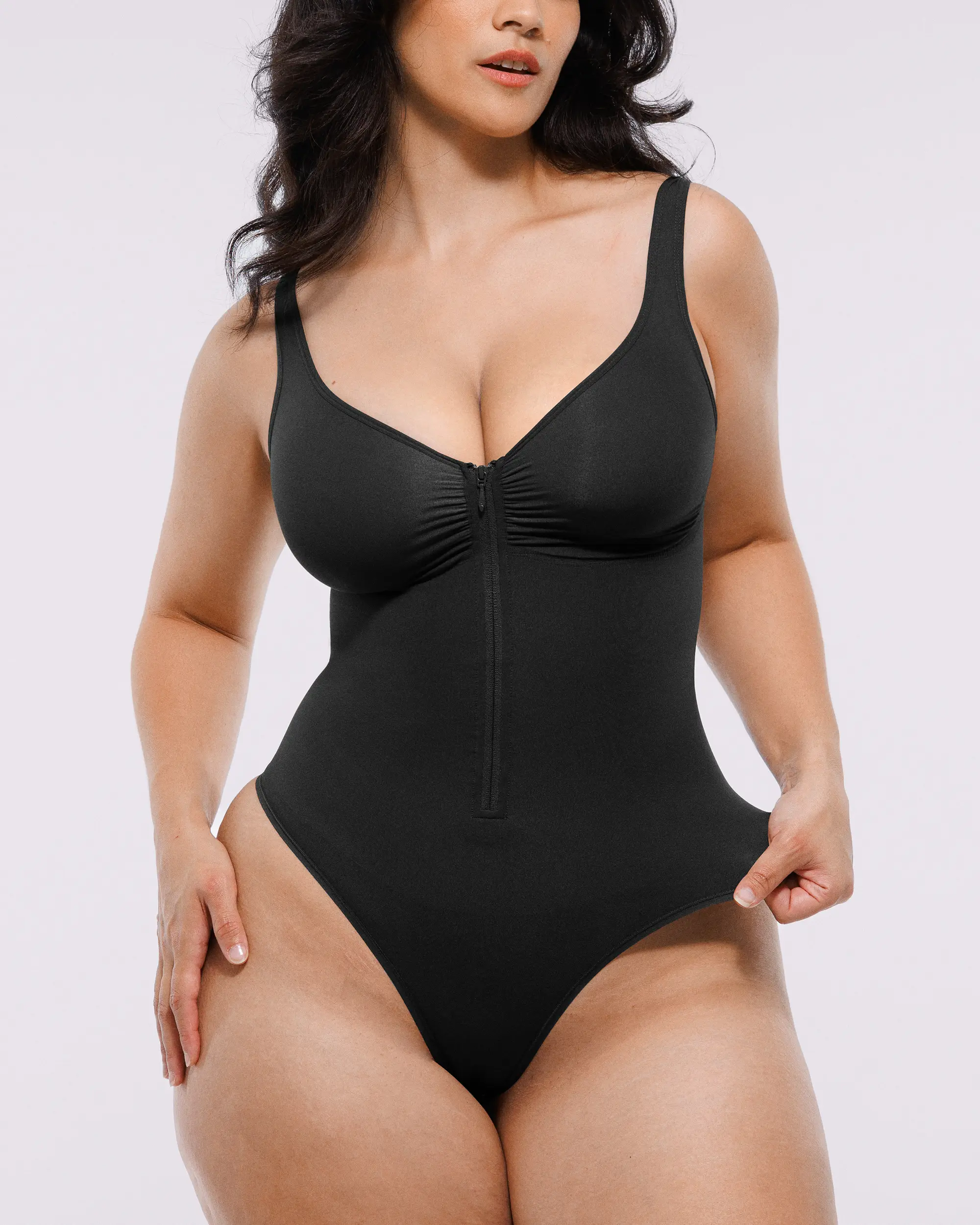 Bare Essentials™ Skin Flow Zipper Front Thong Bodysuit - Image 21