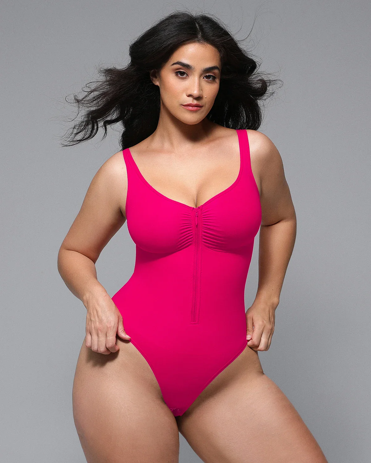 Bare Essentials™ Skin Flow Zipper Front Thong Bodysuit - Image 34