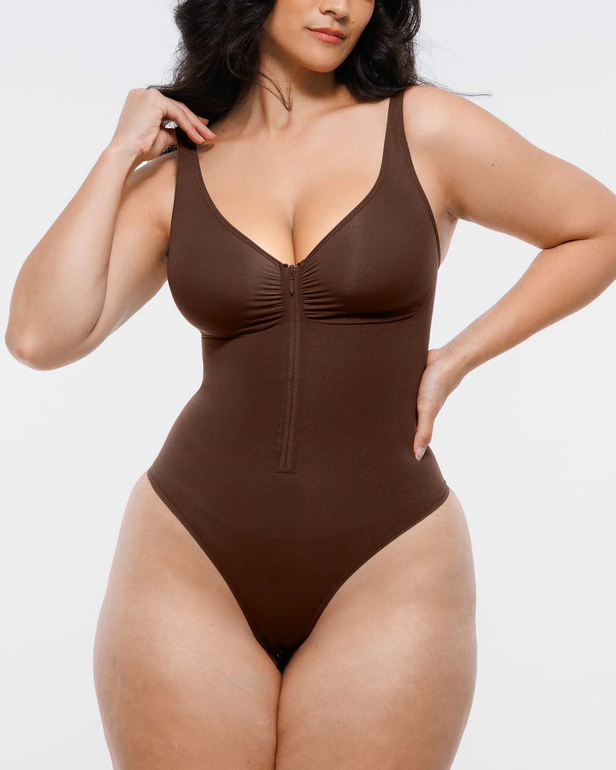 Bare Essentials™ Skin Flow Zipper Front Thong Bodysuit - Image 6