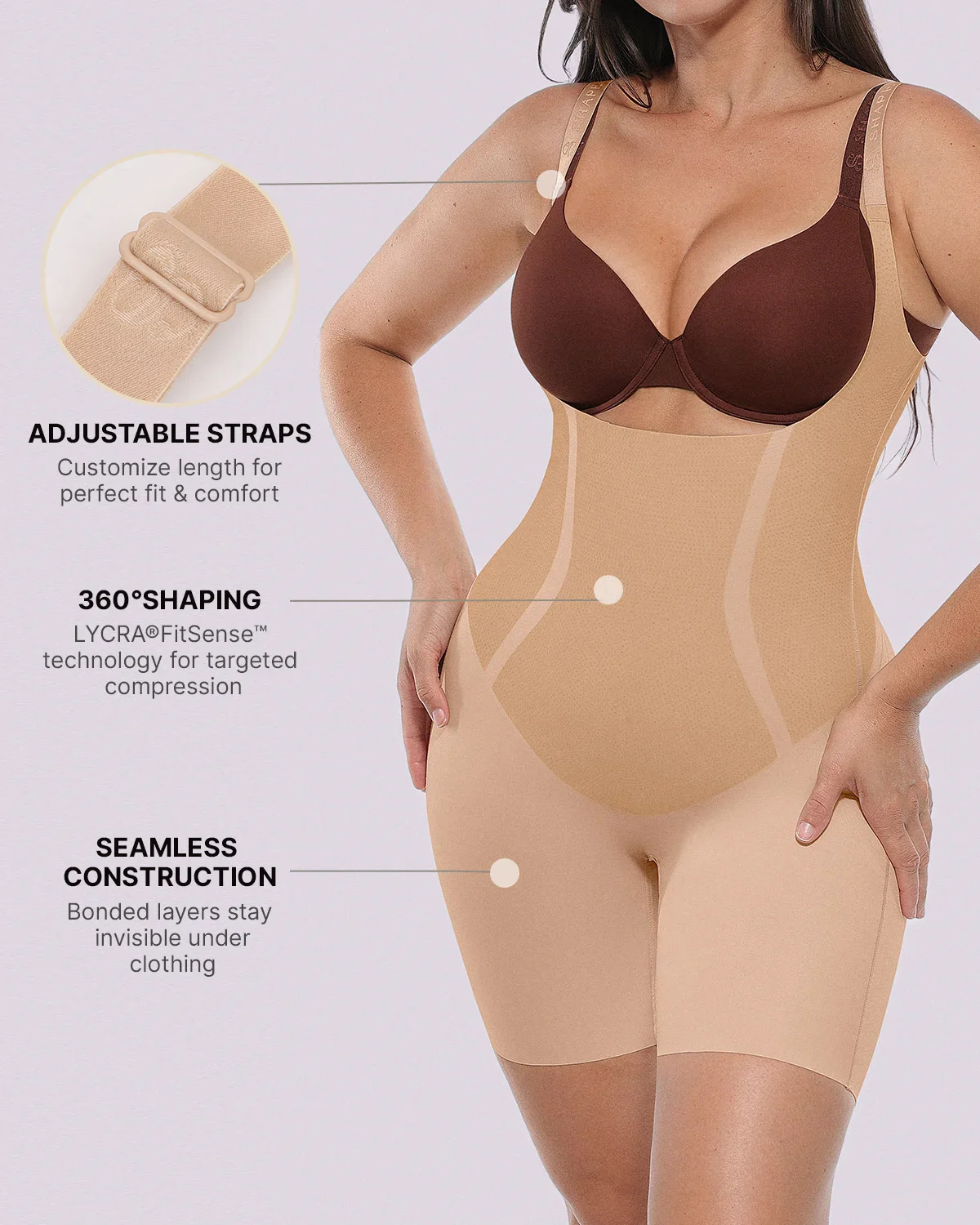 Curve Code™ LYCRA®FitSense™ Open Bust Full Bodysuit - Image 11