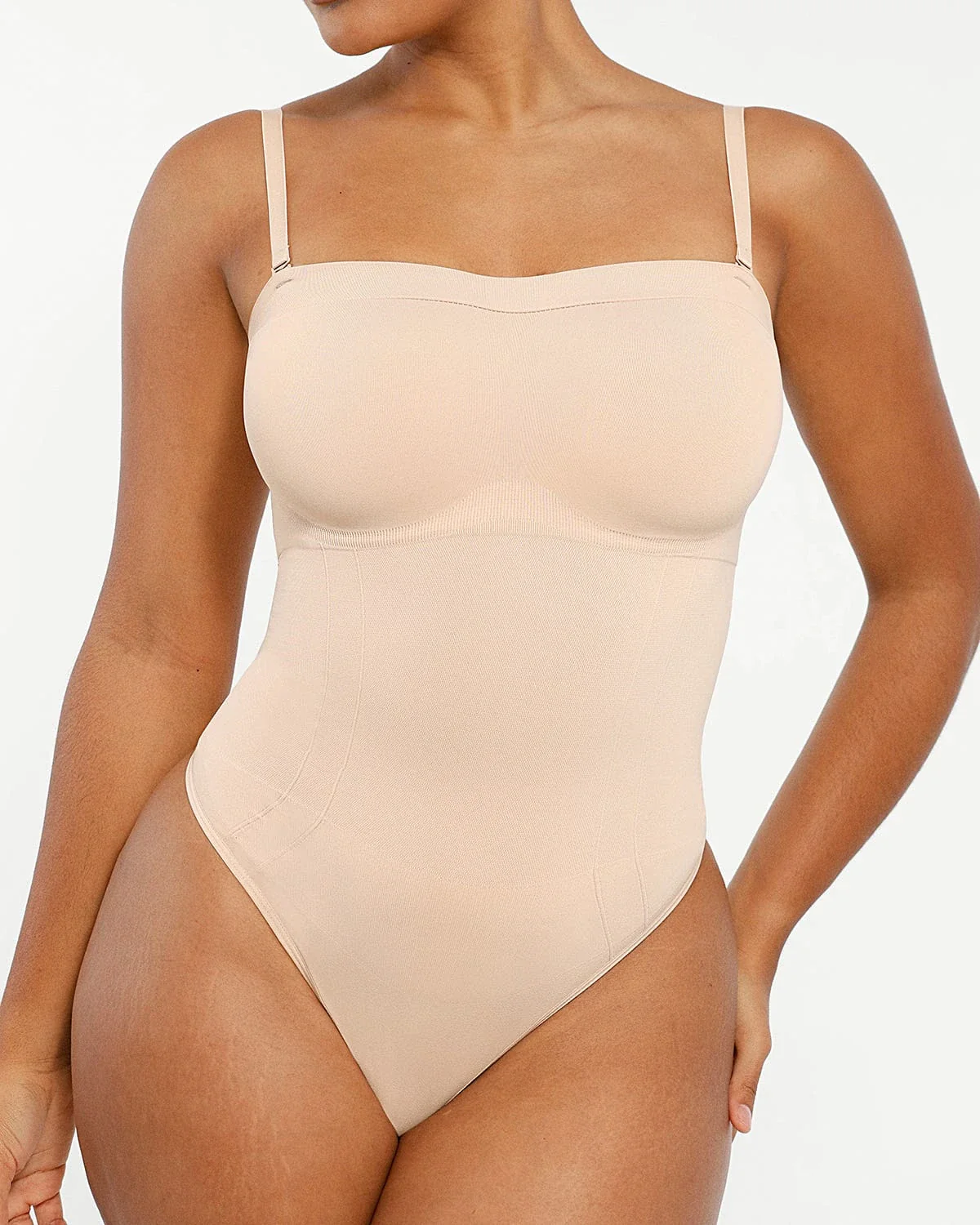 Bare Essentials™ Skin Flow Strapless Sculpt Thong Bodysuit - Image 11