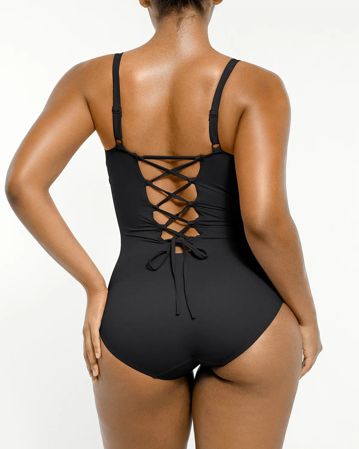 Smart Sculpt™ Ruched Lace-Up Back Shaping Swimsuit - Image 16