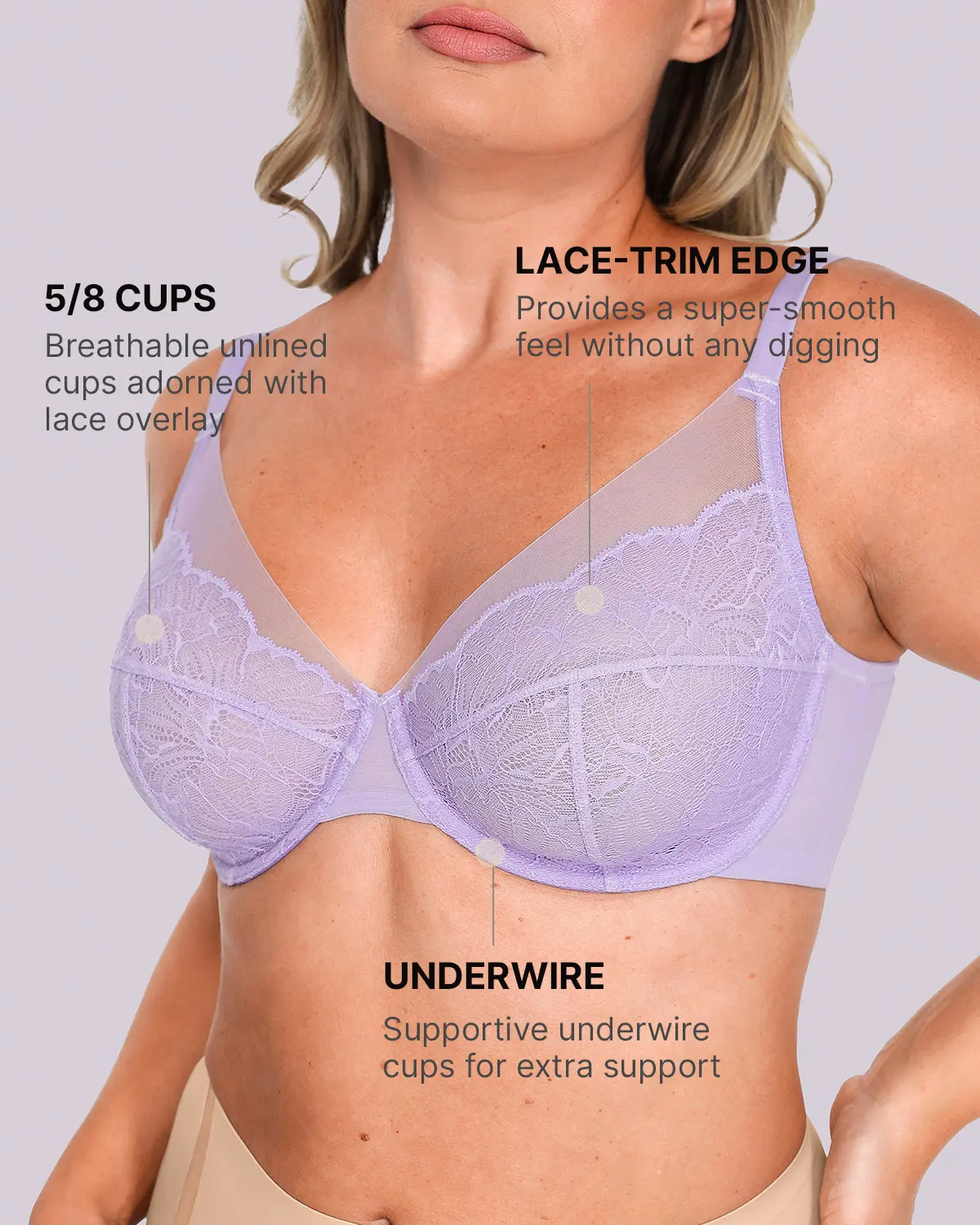 Bare Essentials™ AirSlim® Unlined Lace Underwired Uplift Bra - Image 11